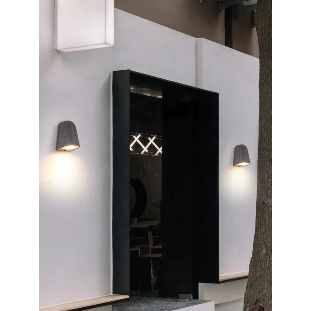 Architectural Microcement Outdoor Wall Light in Sandstone Finish