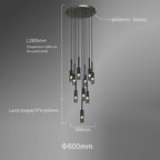 Radiant Stairway Smoky Gray Pendant Chandelier, 10 Lights