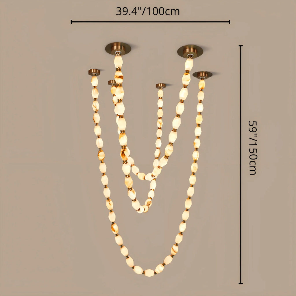 Collier Modern Cloudstone Chain Chandelier - Italian Design with Copper Frame and LED Light