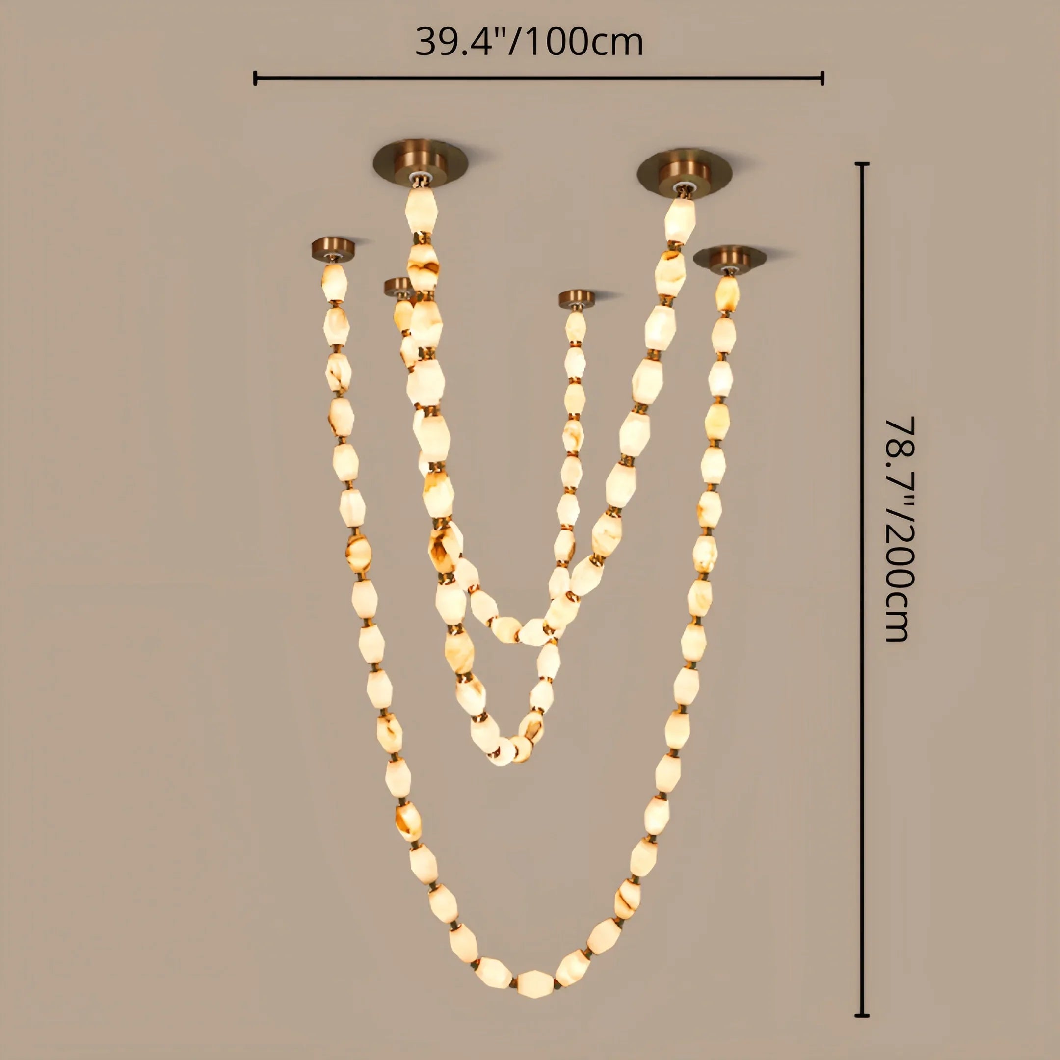 Collier Modern Cloudstone Chain Chandelier - Italian Design with Copper Frame and LED Light