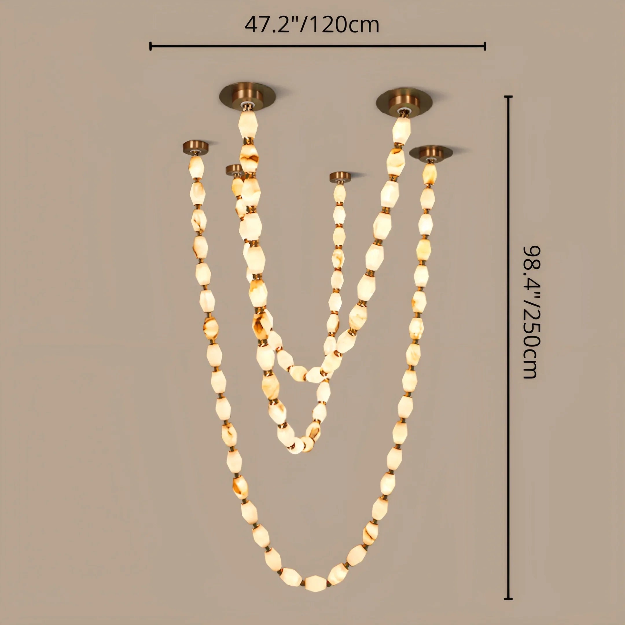 Collier Modern Cloudstone Chain Chandelier - Italian Design with Copper Frame and LED Light