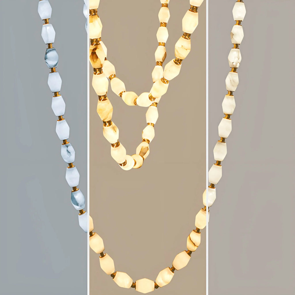 Collier Modern Cloudstone Chain Chandelier - Italian Design with Copper Frame and LED Light
