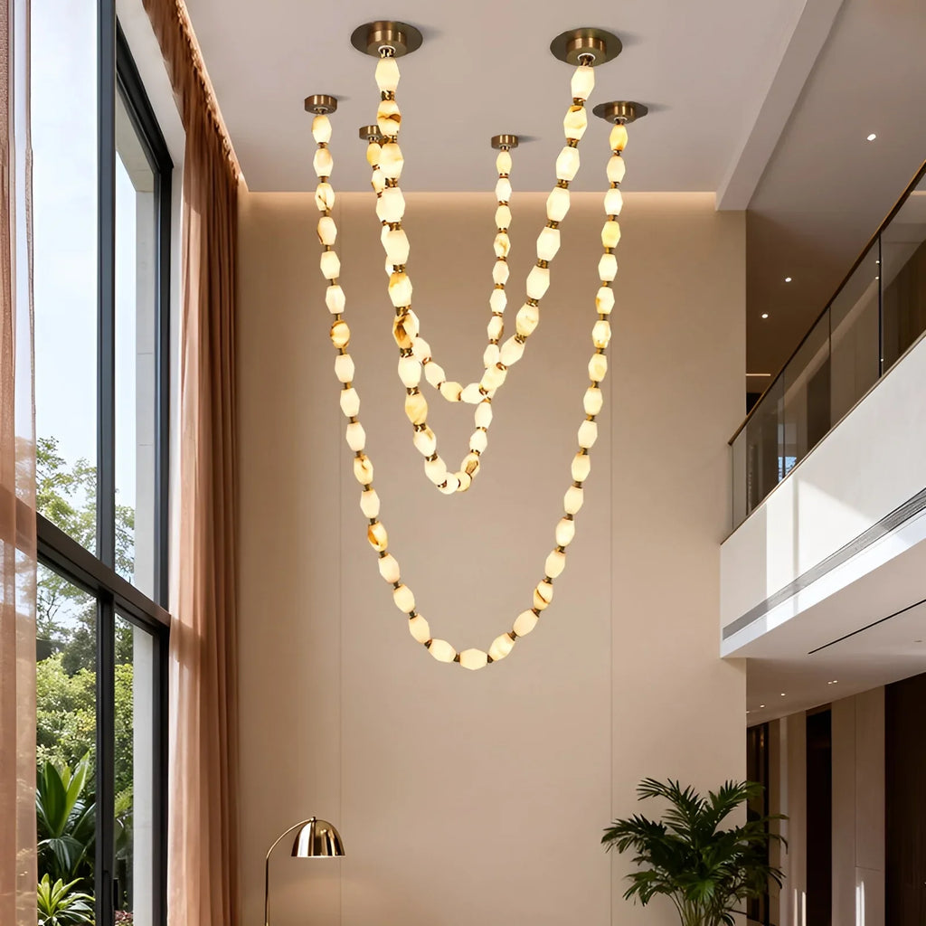Collier Modern Cloudstone Chain Chandelier - Italian Design with Copper Frame and LED Light
