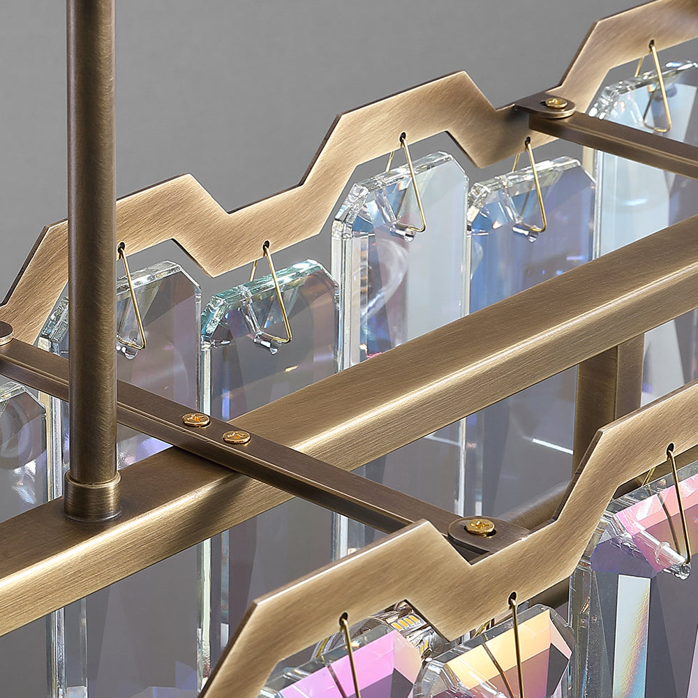 Colorful Crystal Accent Linear Chandelier for Dining Room