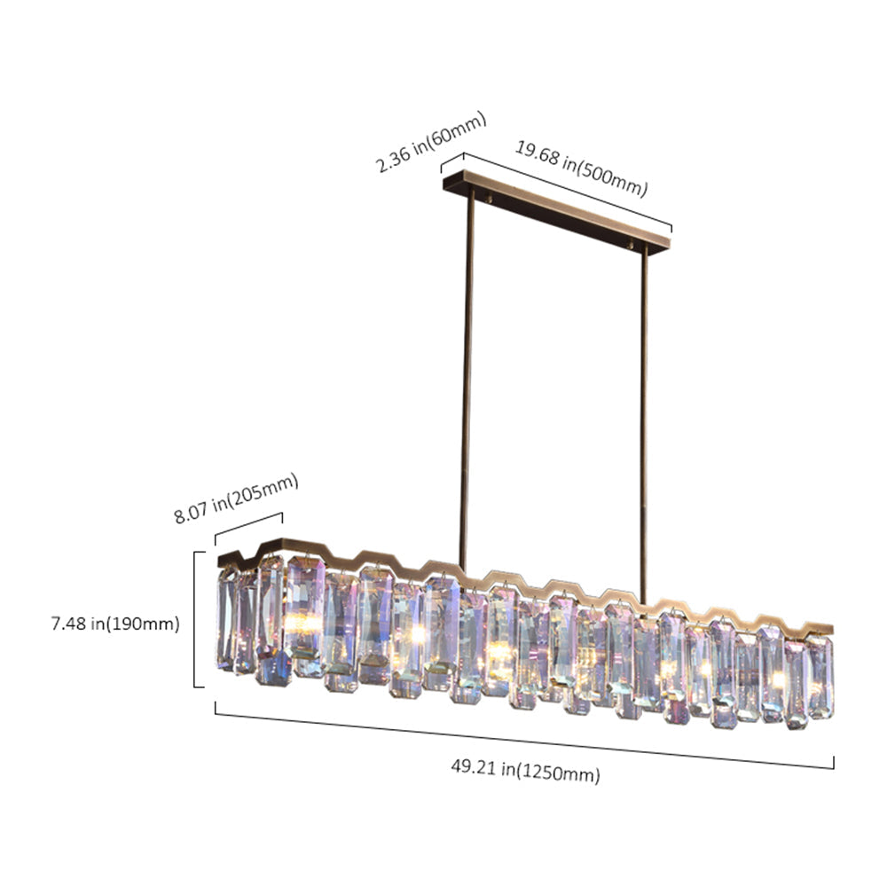 Colorful Crystal Accent Linear Chandelier for Dining Room