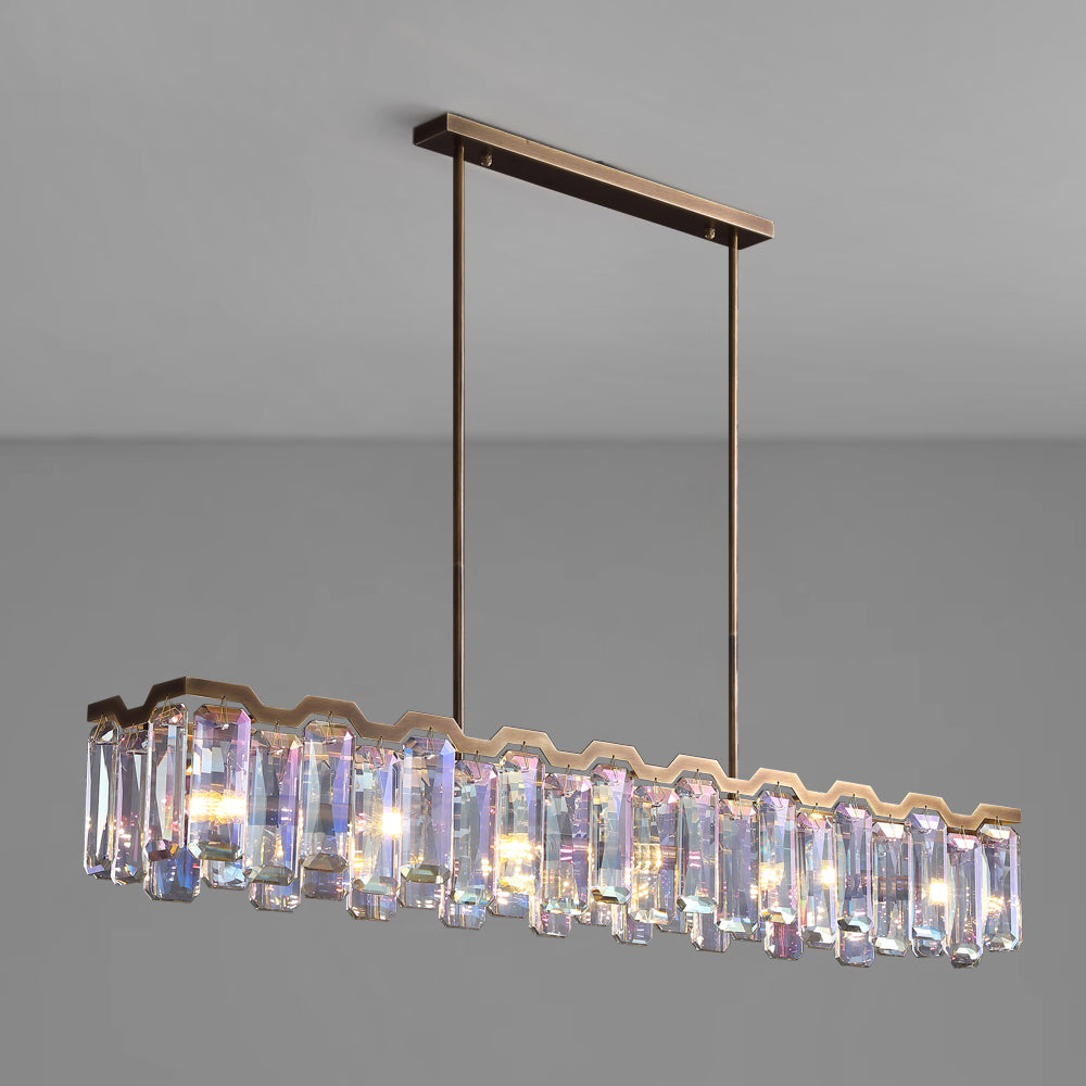 Colorful Crystal Accent Linear Chandelier for Dining Room