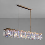 Colorful Crystal Accent Linear Chandelier for Dining Room