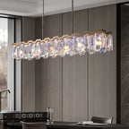 Colorful Crystal Accent Linear Chandelier for Dining Room