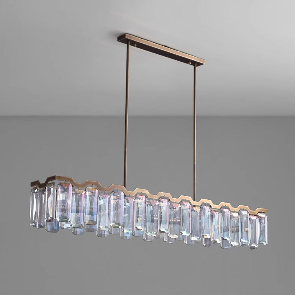 Colorful Crystal Accent Linear Chandelier for Dining Room