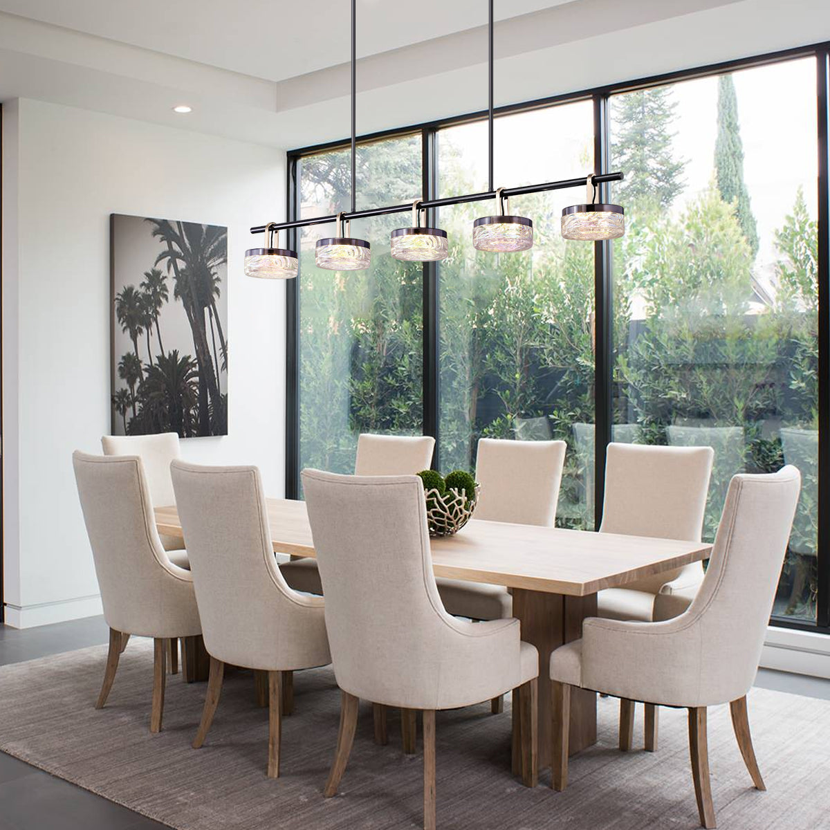 Elegant Colorful Linear Lamp for Modern Kitchen Island