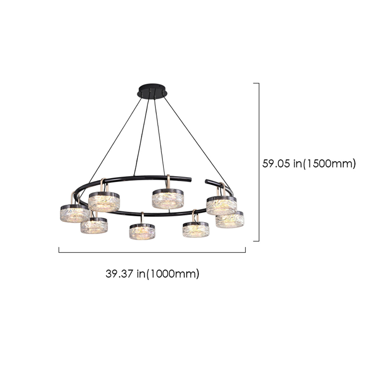 Pearl Black and Champagne Gold Illumination Pendant Fixture