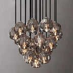 Consegudes | Round Grey LED Cut Crystal Ceiling Chandelier
