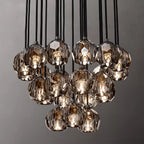 Consegudes | Round Grey LED Cut Crystal Ceiling Chandelier