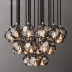 Consegudes | Round Grey LED Cut Crystal Ceiling Chandelier