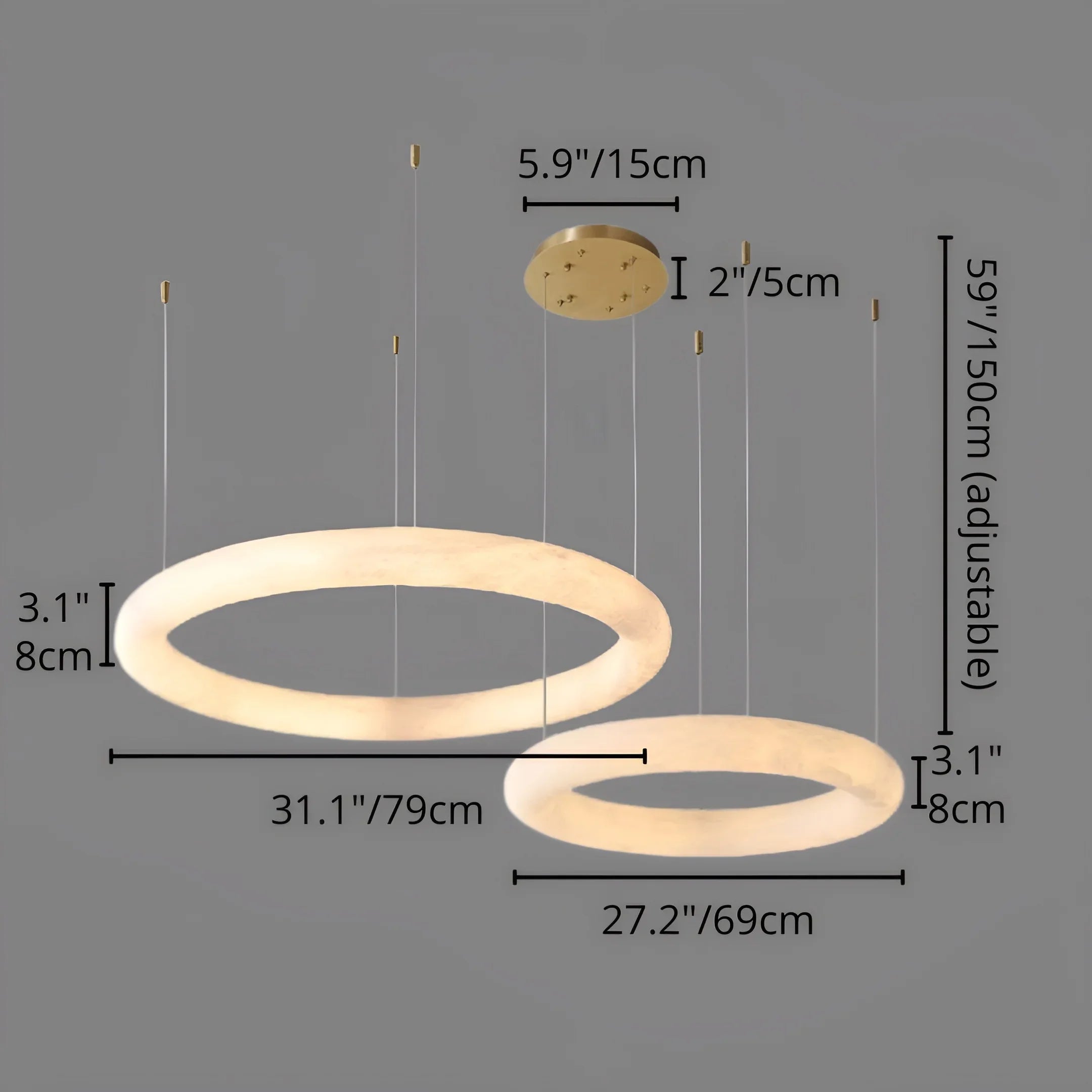 Modern Spanish Alabaster Ring Chandelier - Brass Ceiling Light