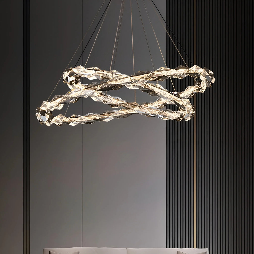 Luxury K9 Crystal Chandelier – Modern Multi-Ring LED Ceiling Light