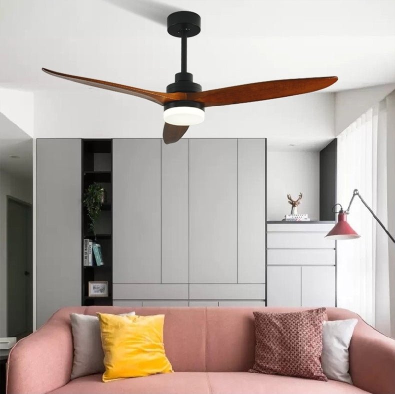 52" Modern Solidwood LED Ceiling Fan with Remote Control