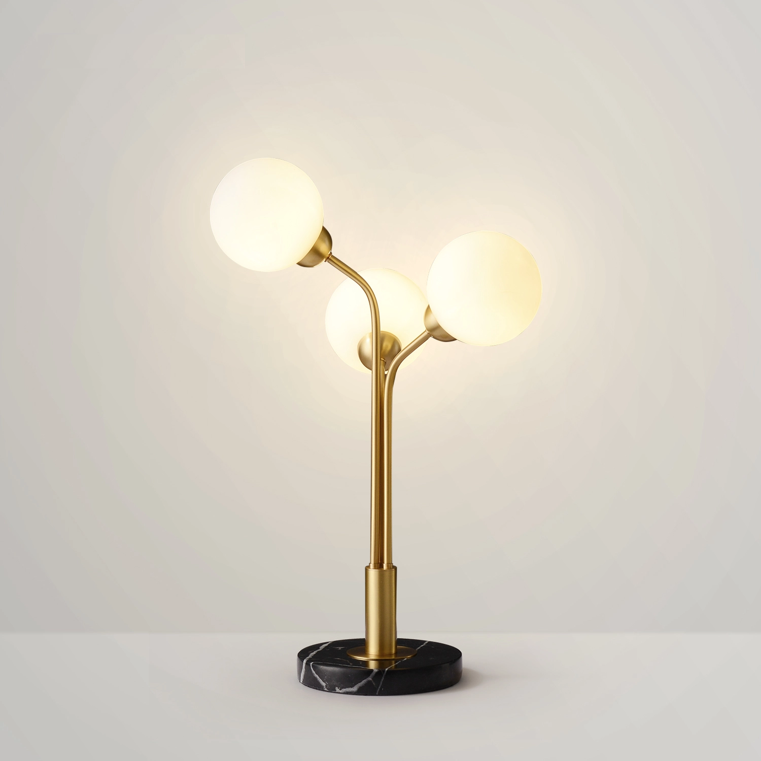 Elegant Tri-Shape Marble Base Table Lamp