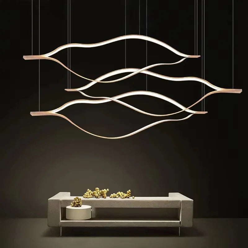 Kussnacht | Creative Gold Wave Chandelier for Dining Room