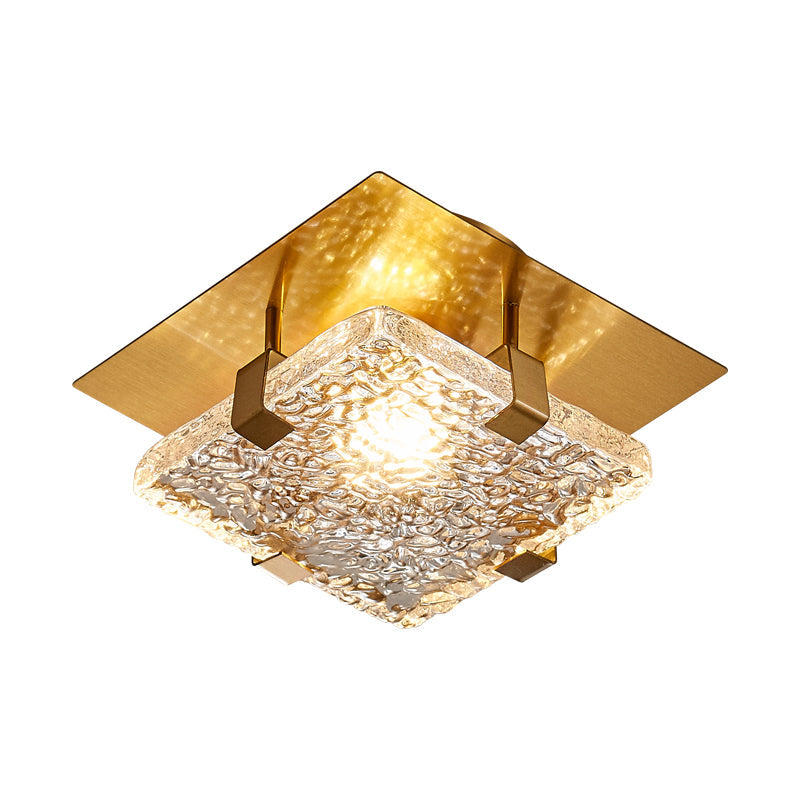 Opulent Glow Textured Glass Brass Ceiling Light