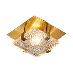 Opulent Glow Textured Glass Brass Ceiling Light