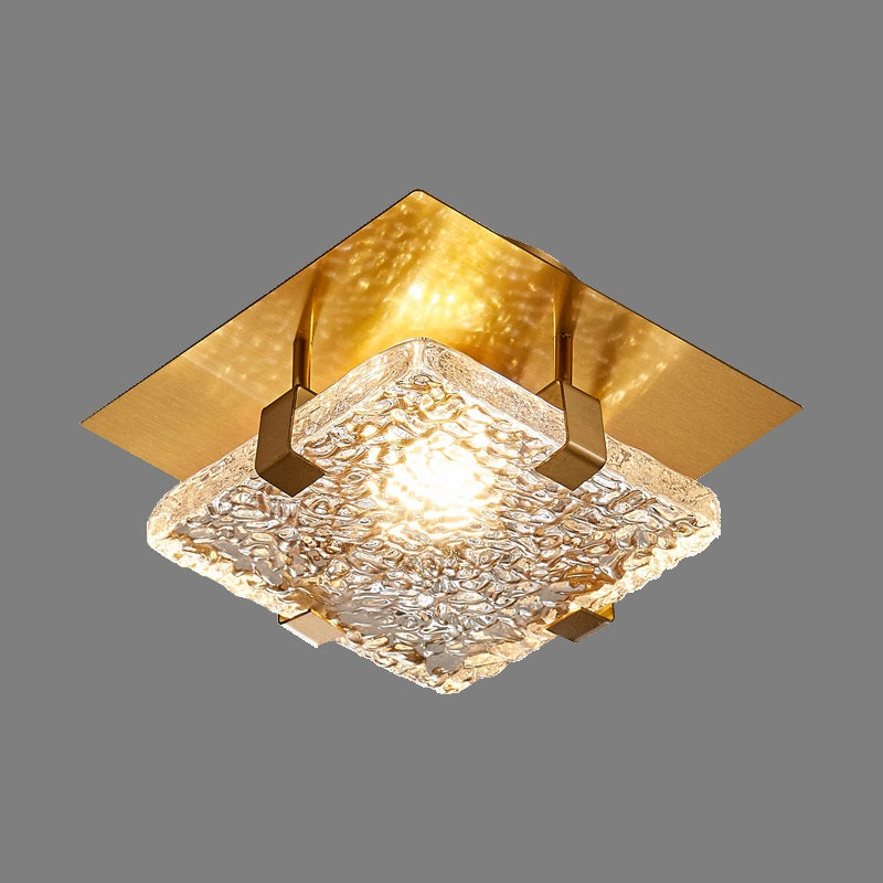 Opulent Glow Textured Glass Brass Ceiling Light