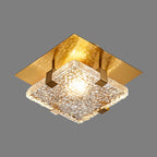Opulent Glow Textured Glass Brass Ceiling Light