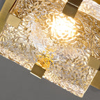 Opulent Glow Textured Glass Brass Ceiling Light