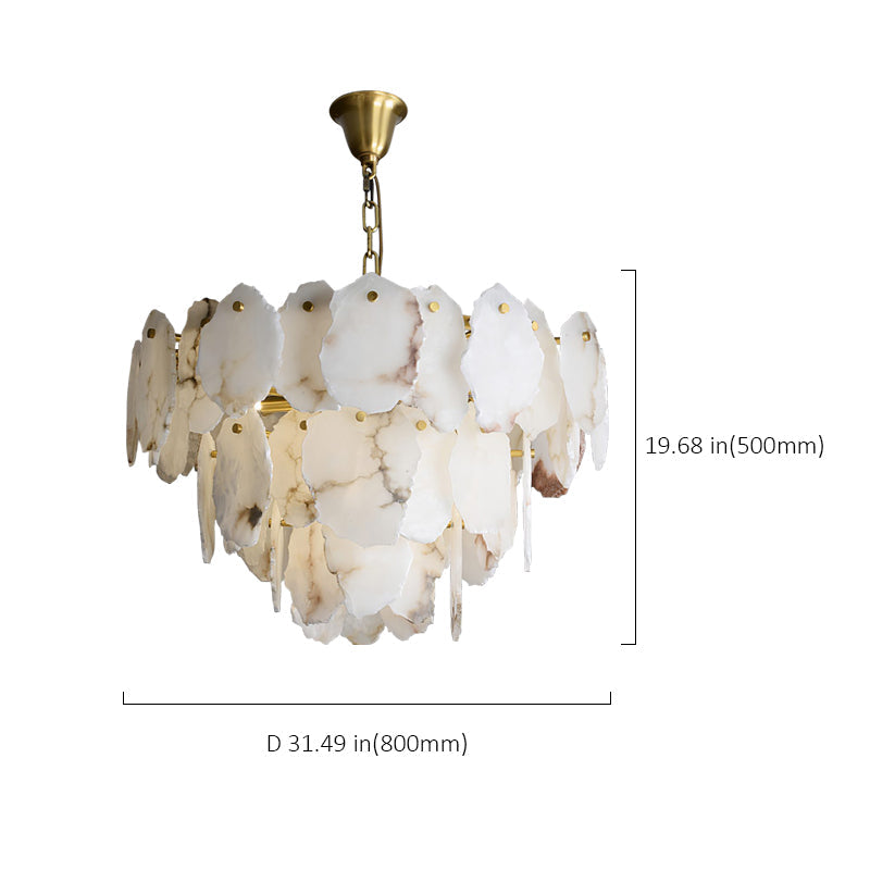 Alabaster Round Chandelier in Mid-Century Modern Style for Living Room