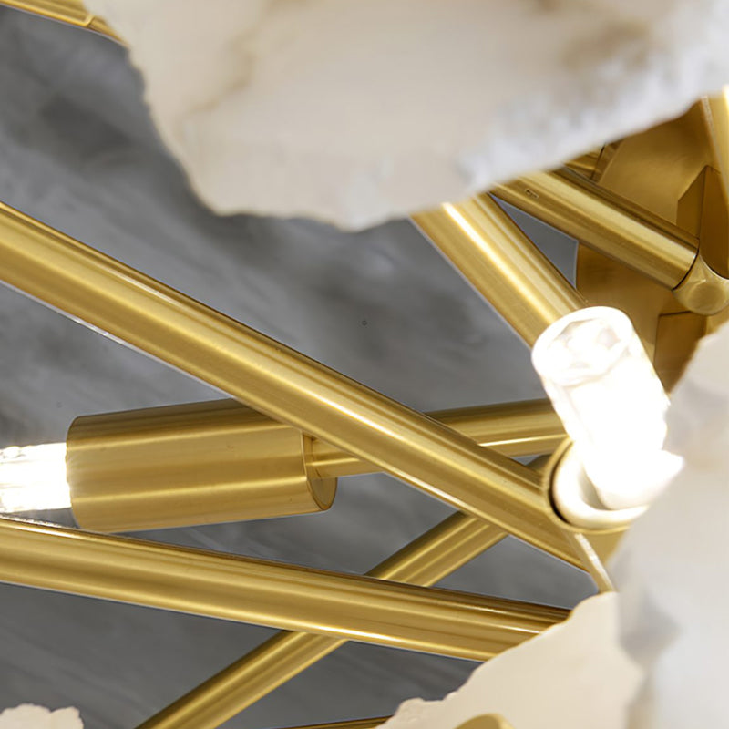 Alabaster Round Chandelier in Mid-Century Modern Style for Living Room