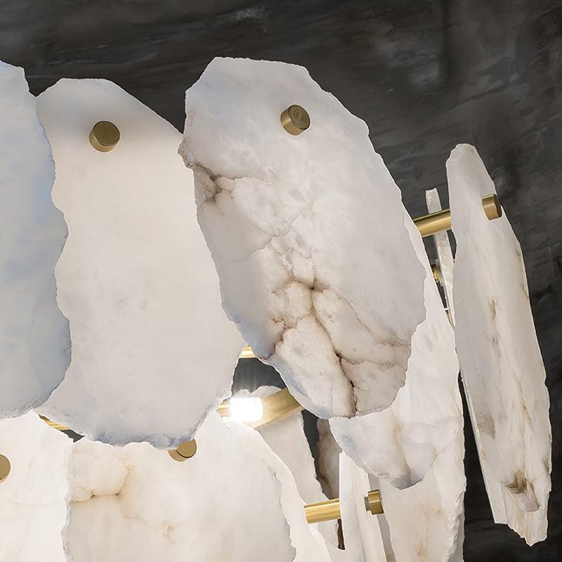 Alabaster Round Chandelier in Mid-Century Modern Style for Living Room