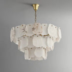 Alabaster Round Chandelier in Mid-Century Modern Style for Living Room