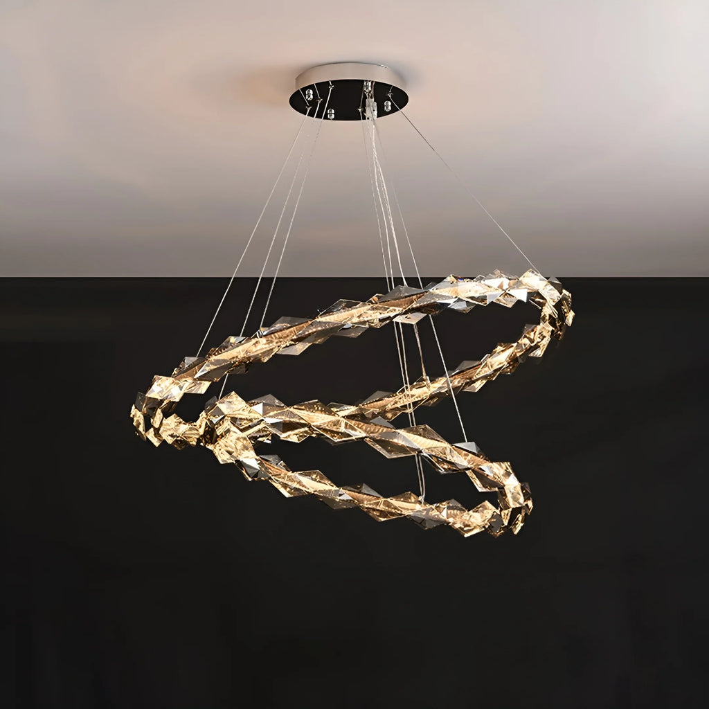 Luxury K9 Crystal Chandelier – Modern Multi-Ring LED Ceiling Light