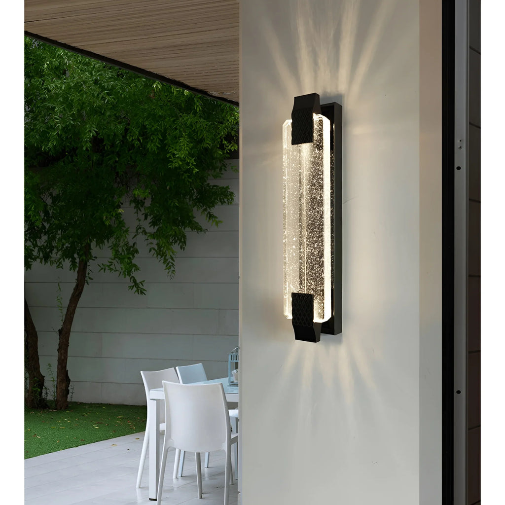 Crystal & Metal Outdoor Wall Light – Modern Luxe Waterproof Sconce