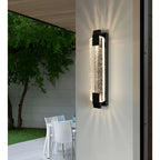 Crystal & Metal Outdoor Wall Light – Modern Luxe Waterproof Sconce