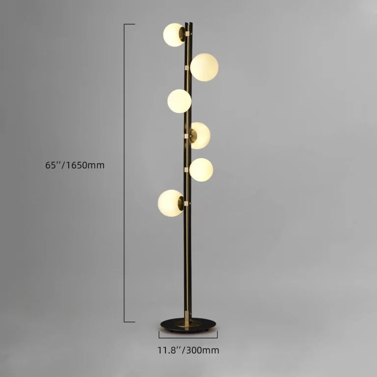 Mid Century Contemporary Standing Light Twisted Design Multiple Light Globe Shade