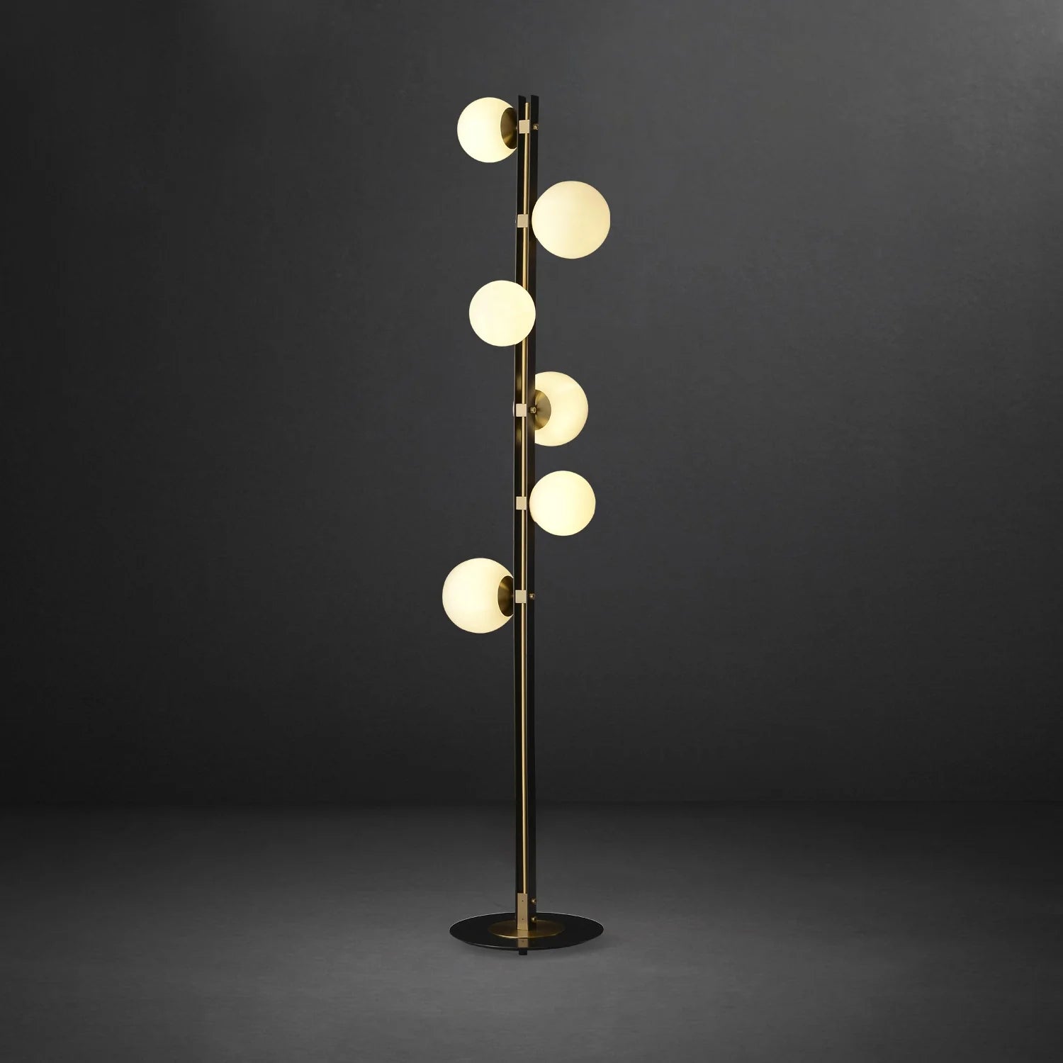 Mid Century Contemporary Standing Light Twisted Design Multiple Light Globe Shade