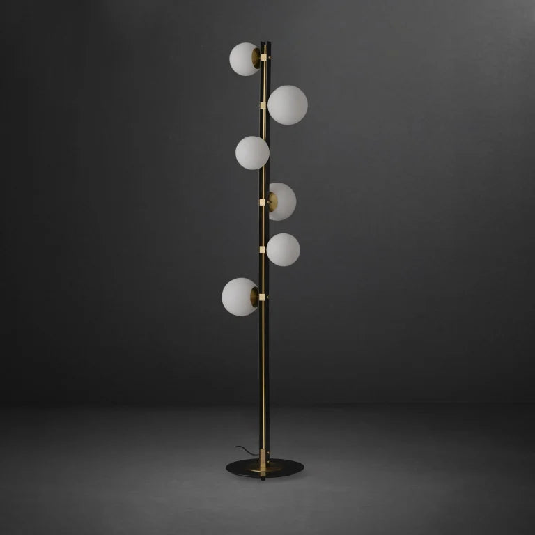 Mid Century Contemporary Standing Light Twisted Design Multiple Light Globe Shade