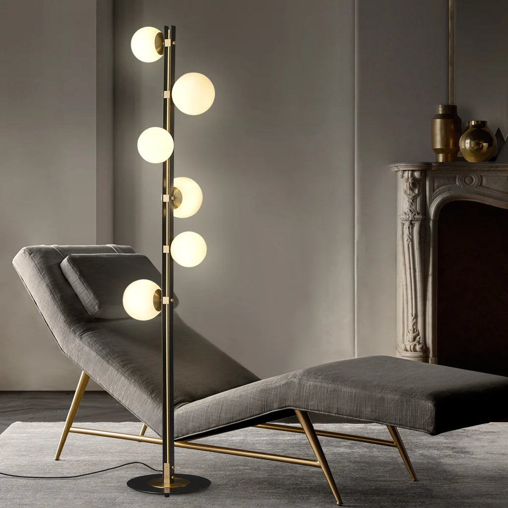 Mid Century Contemporary Standing Light Twisted Design Multiple Light Globe Shade