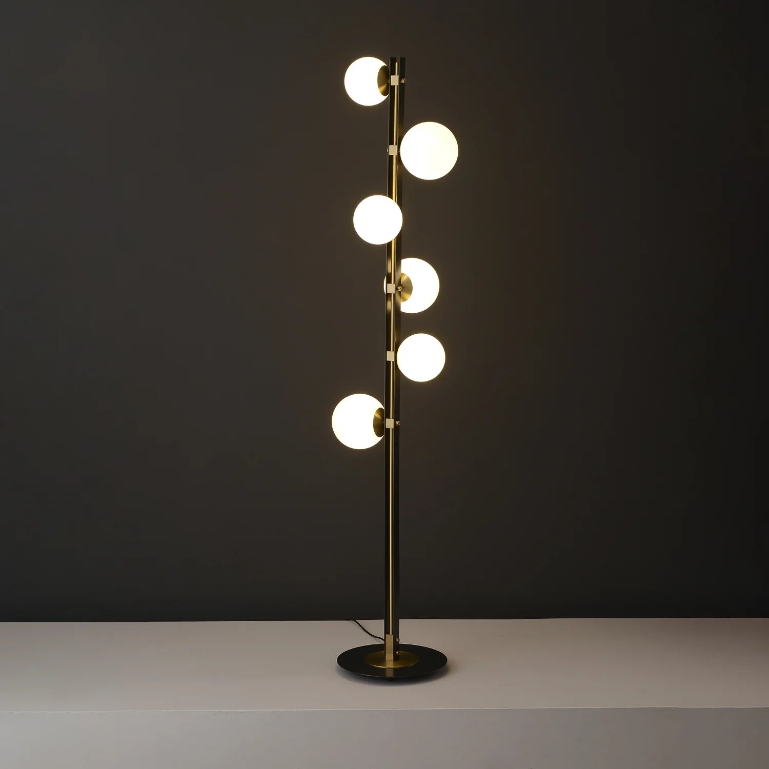 Mid Century Contemporary Standing Light Twisted Design Multiple Light Globe Shade