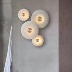 Natural Alabaster Round Wall Light - Brass & Stone Sculpture Lamp