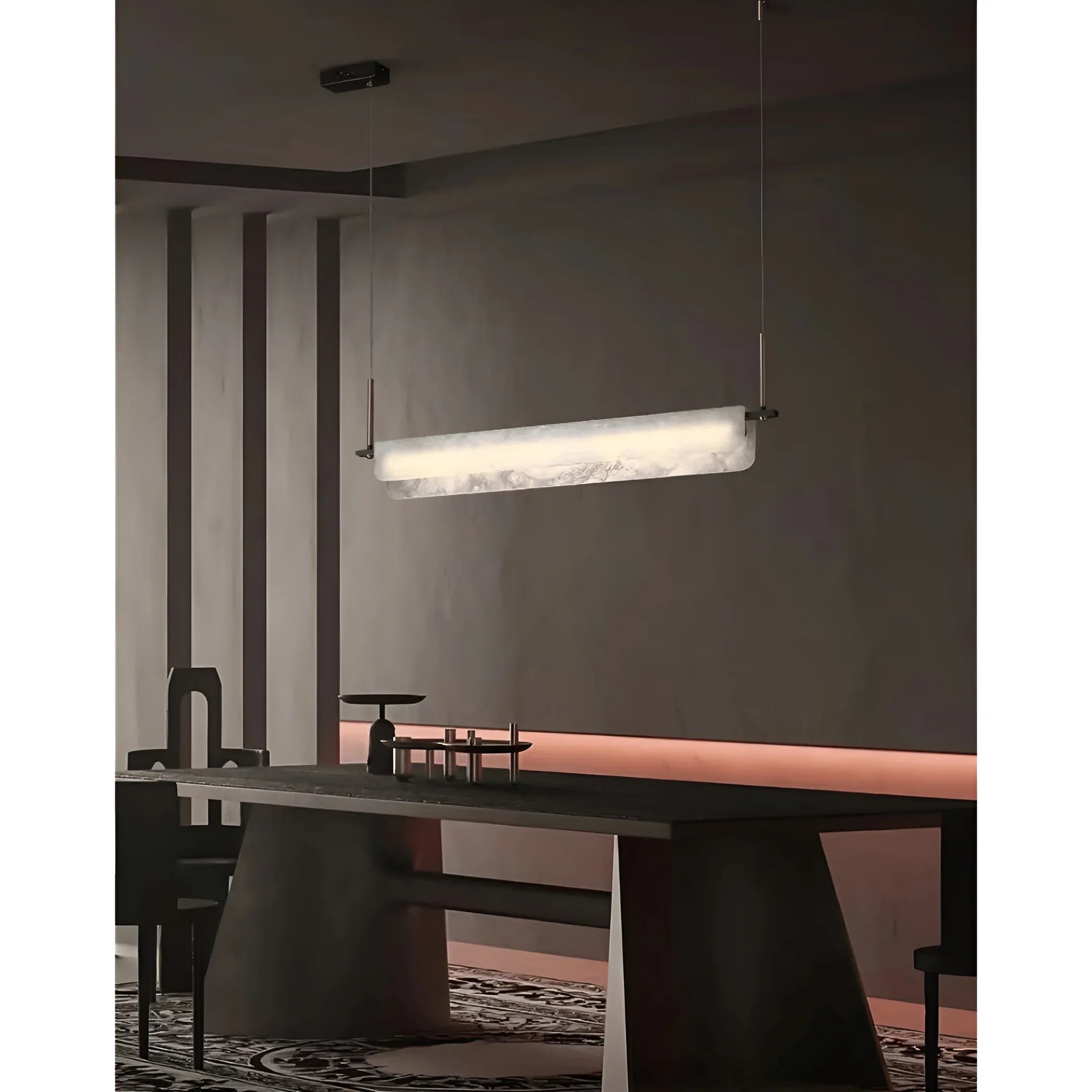 Almeria Marble & Brass Linear Pendant Light For Dining Room