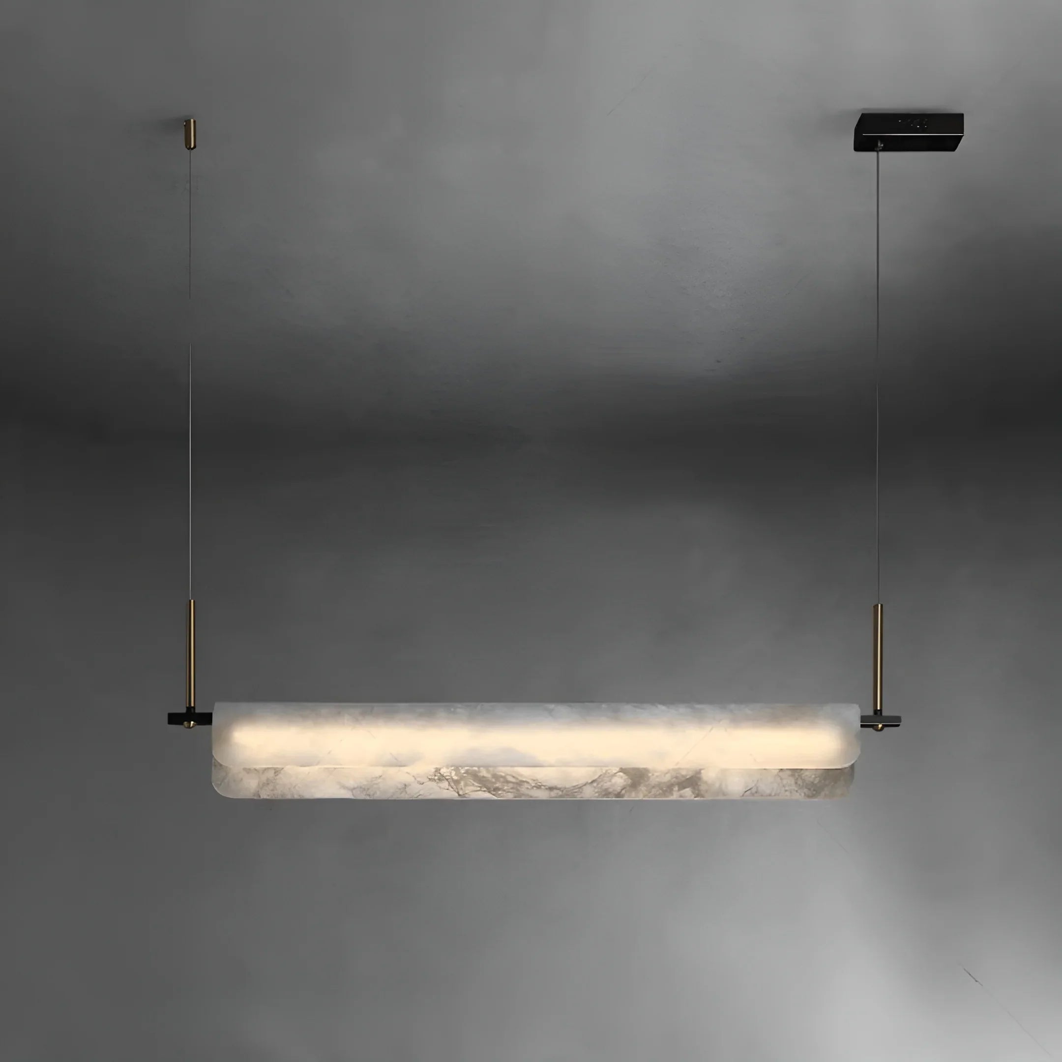 Almeria Marble & Brass Linear Pendant Light For Dining Room