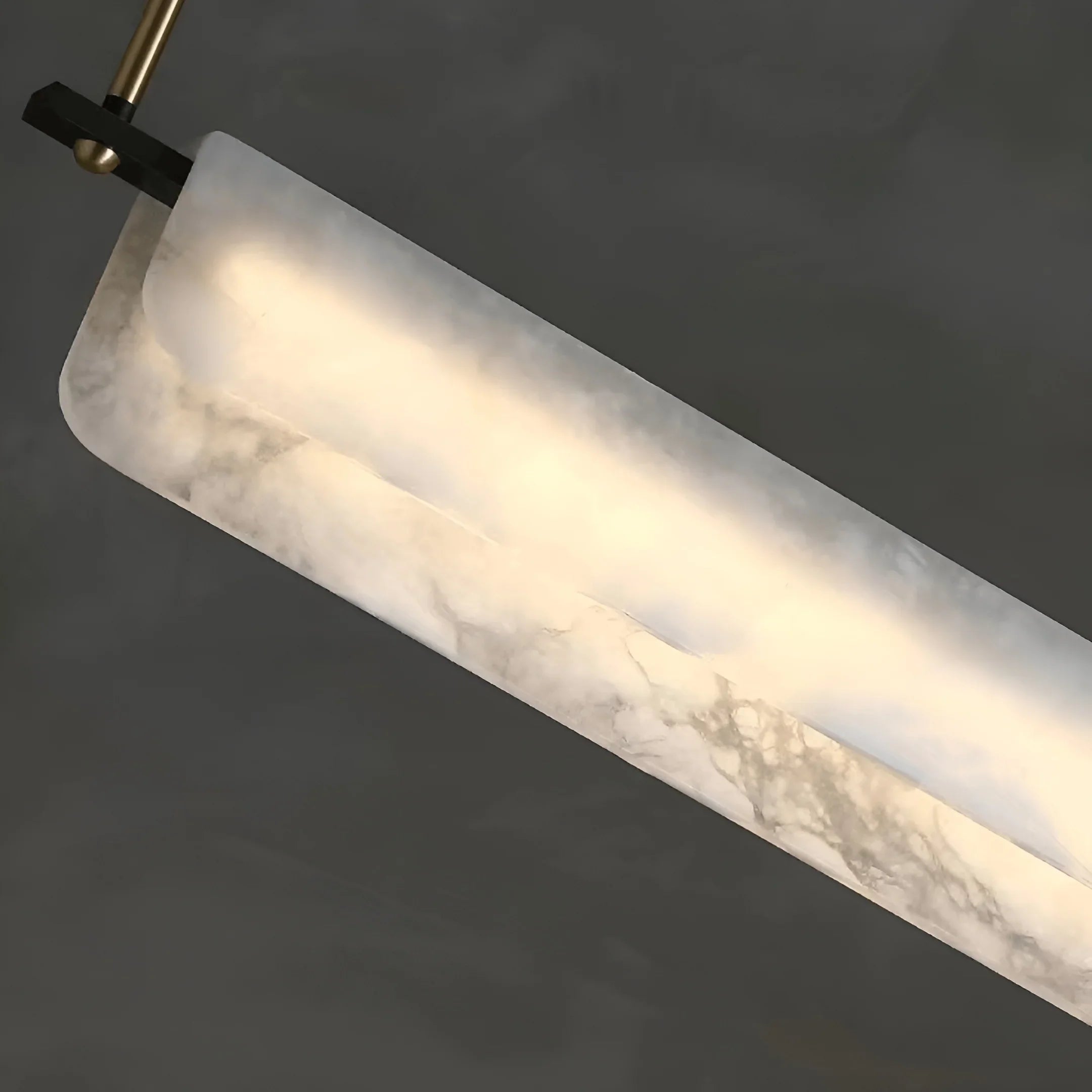 Almeria Marble & Brass Linear Pendant Light For Dining Room