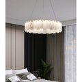 Cloudstone Marble Round Chandelier -  Elegance in Natural Stone and Copper