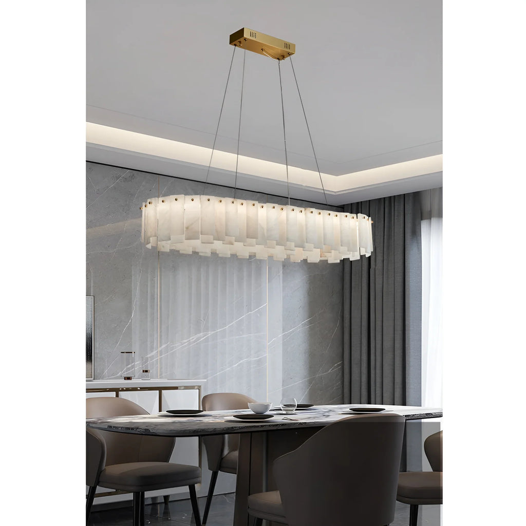 Cloudstone Oval Marble Chandelier - Modern Luxury in Natural Stone & Copper