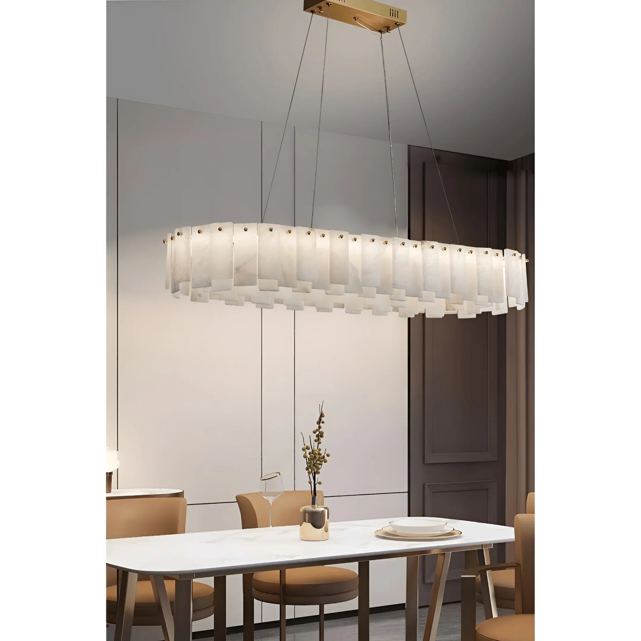 Cloudstone Oval Marble Chandelier - Modern Luxury in Natural Stone & Copper