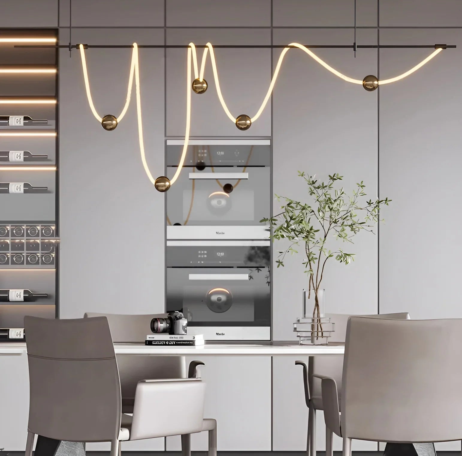 Irregular Linear LED Pendant Light - Soft Glow & Minimalist Design