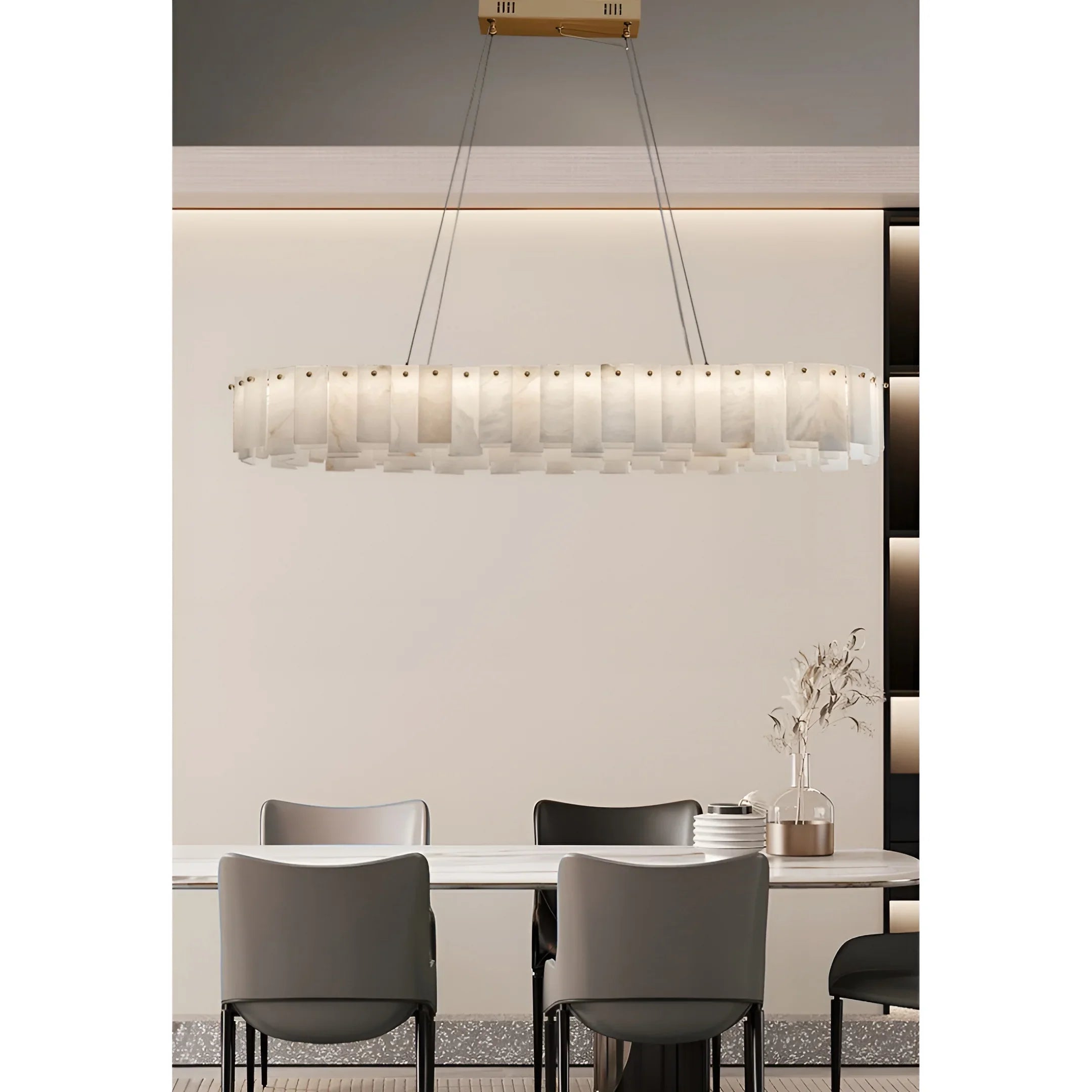 Cloudstone Oval Marble Chandelier - Modern Luxury in Natural Stone & Copper