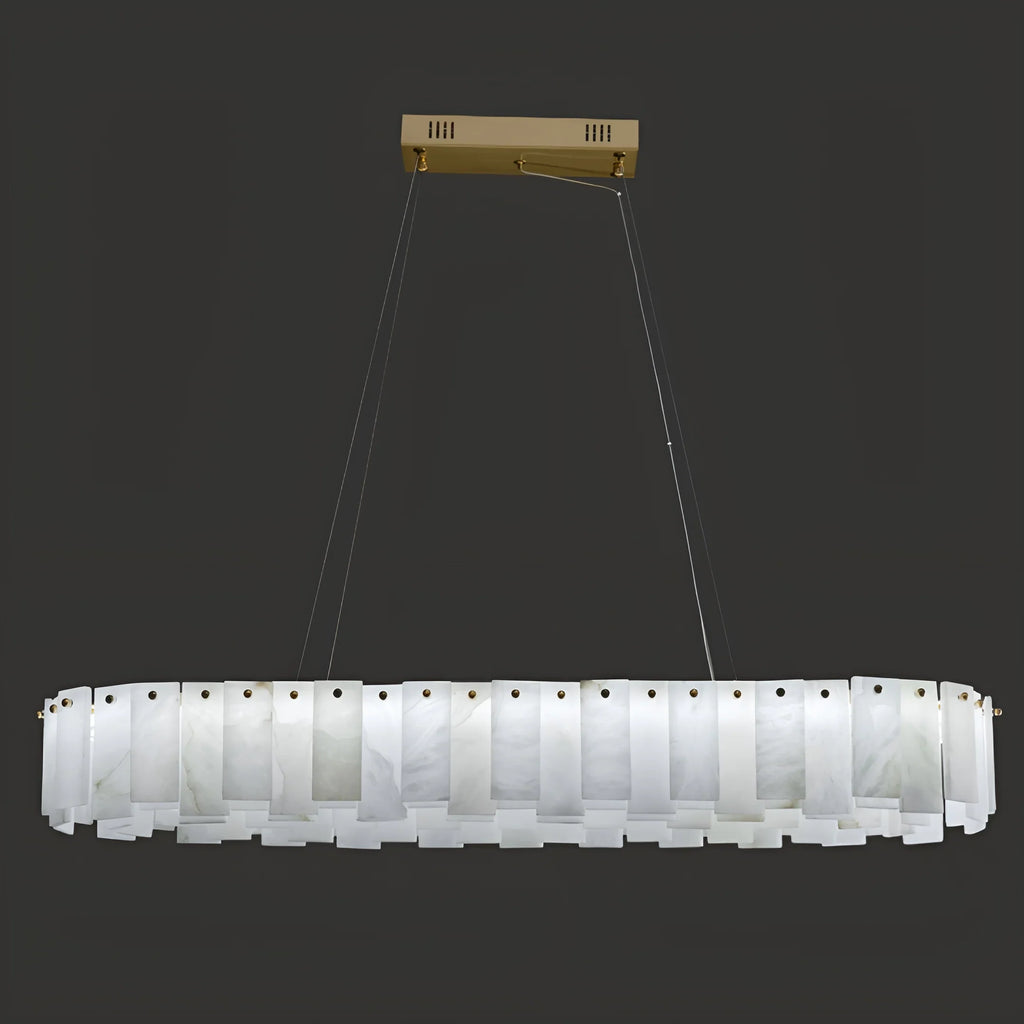 Cloudstone Oval Marble Chandelier - Modern Luxury in Natural Stone & Copper